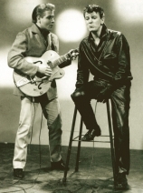Eddie Cochran (left) and Gene Vincent